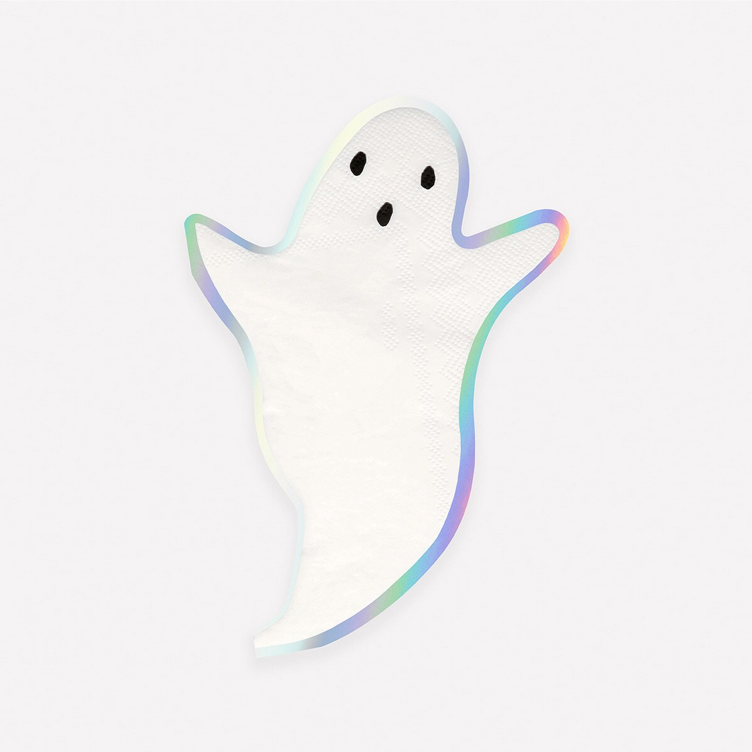 Ghost-shaped object with a rainbow gradient on a white background
