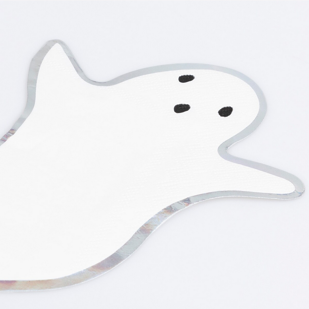 Ghost-shaped light on a white background