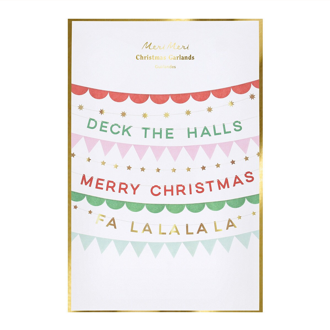 Christmas-themed card with festive text and decorations on a white background