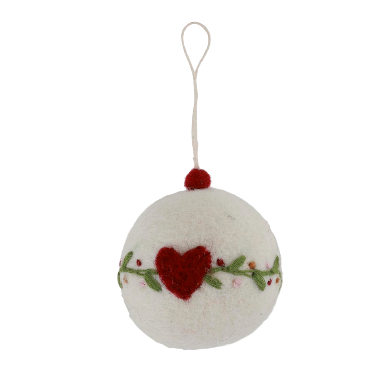 Christmas Bauble - White with Heart & Garland