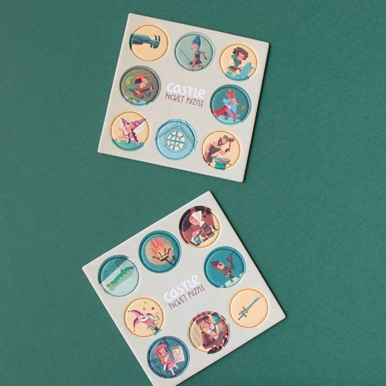 Two sheets of stickers with various designs on a green background