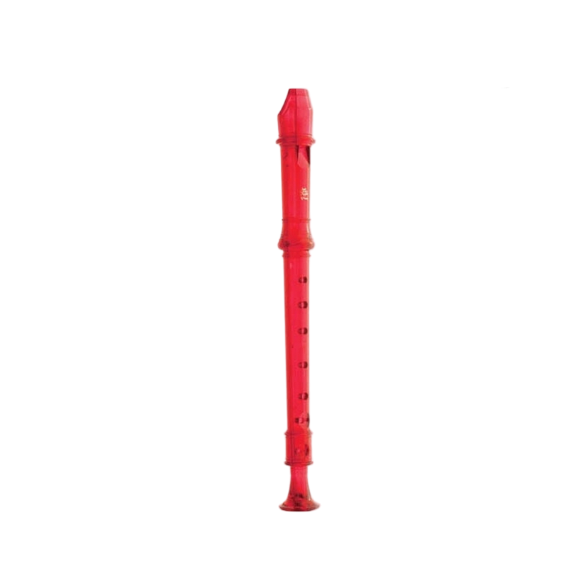 Red recorder on a white background