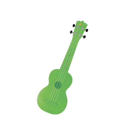 Green ukulele on a white background