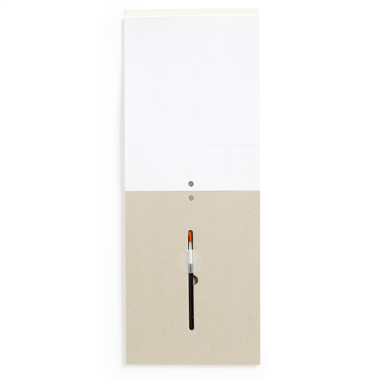 Whiteboard with a brush holder and paintbrush on a white background