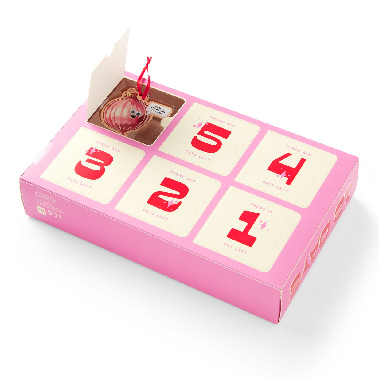 Pink advent calendar with numbered squares on a white background
