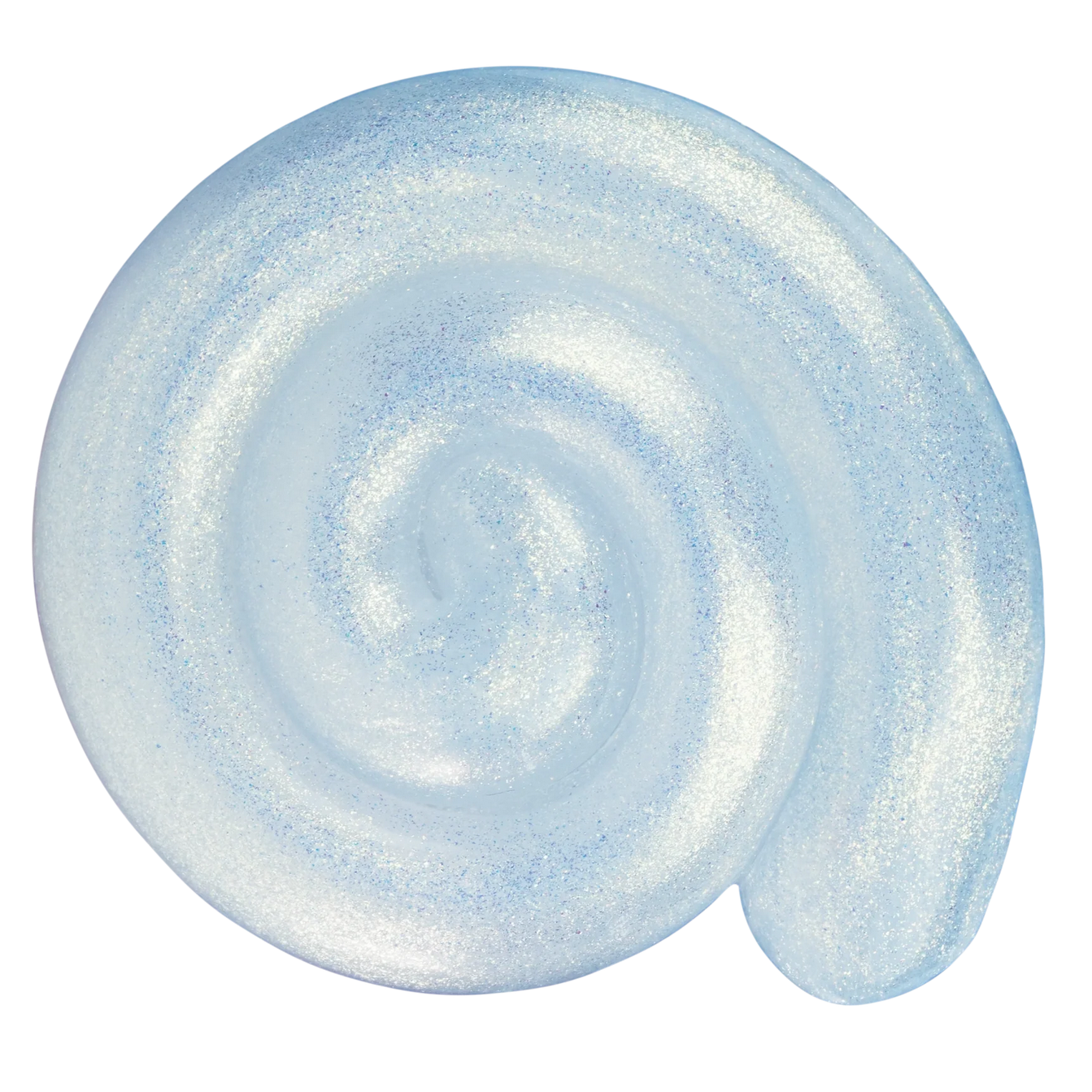 Swirl of light blue putty on a white background