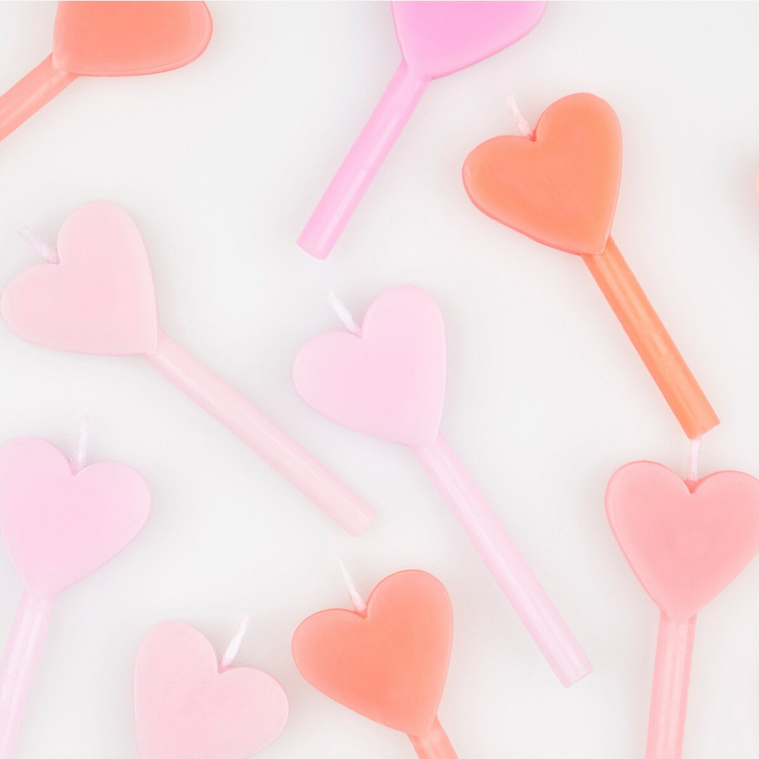 Pink Heart Candles -12pk