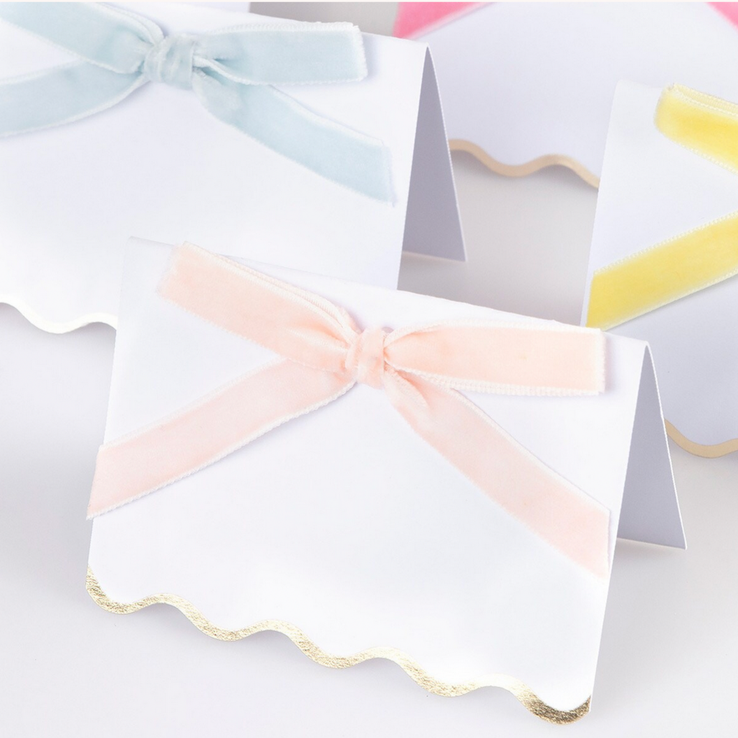 Pastel Velvet Bow Place Cards