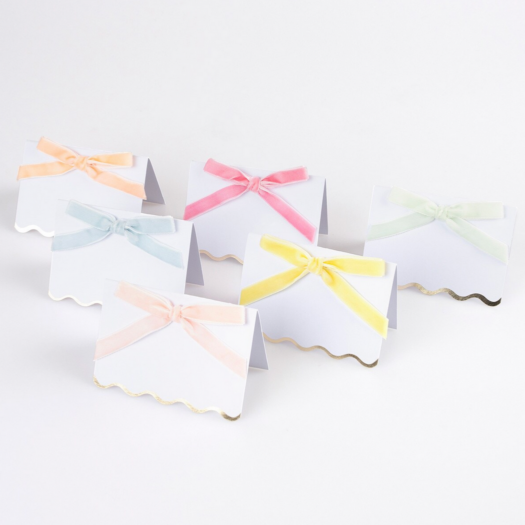 Pastel Velvet Bow Place Cards