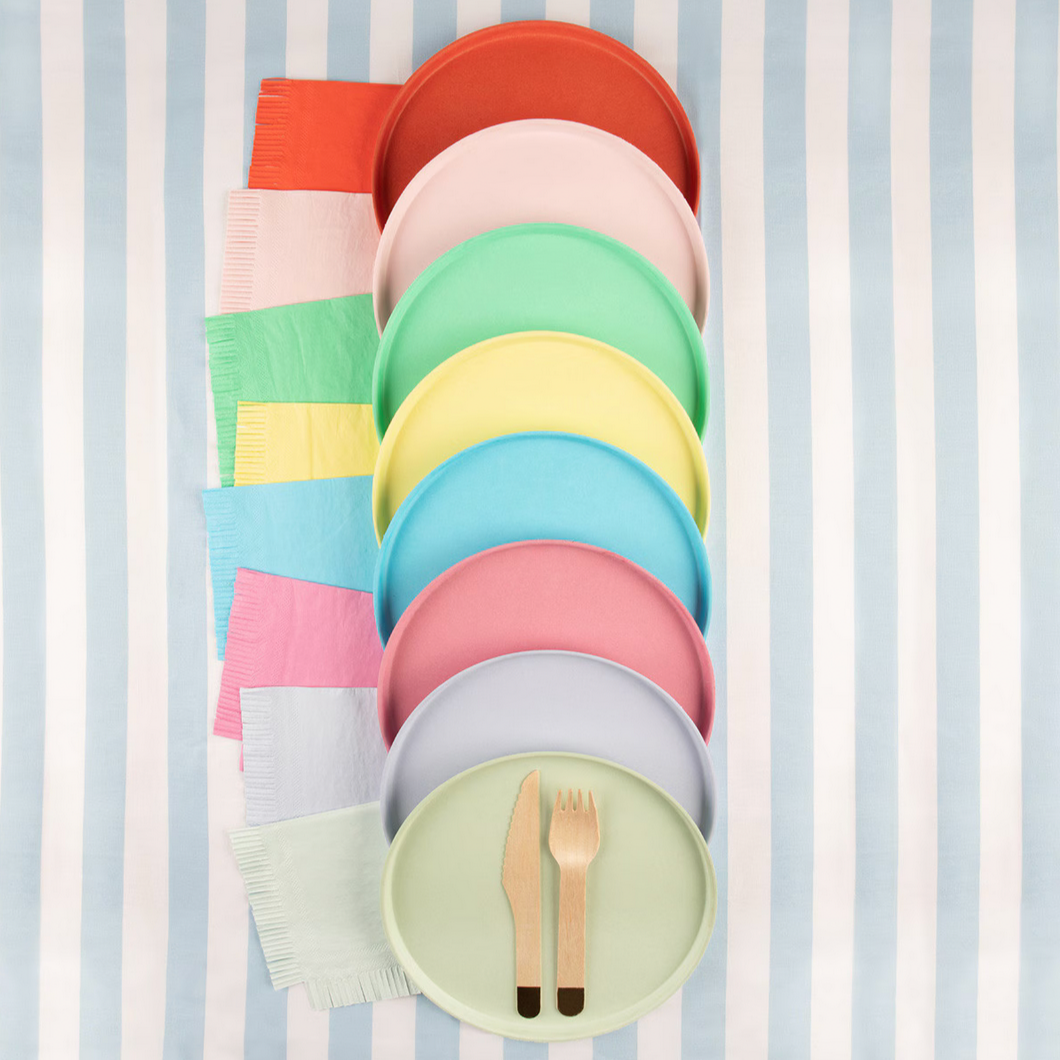 Small Round Eco Compostable Plates - bright mix