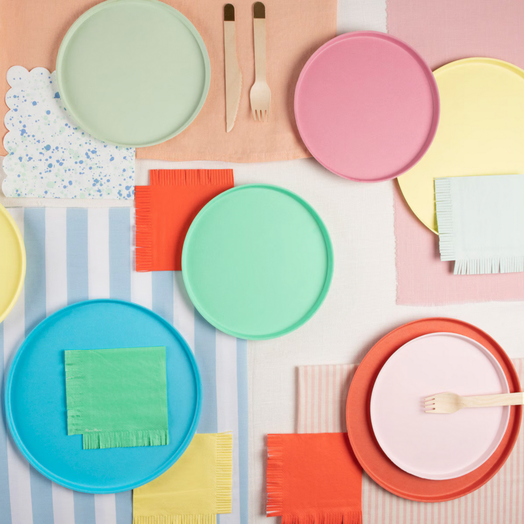 Small Round Eco Compostable Plates - bright mix