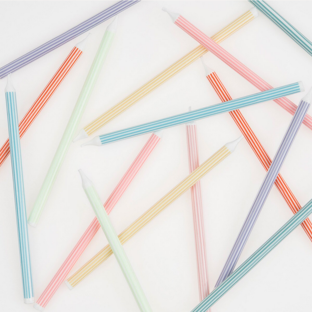 Mixed Striped Candles (16pk)