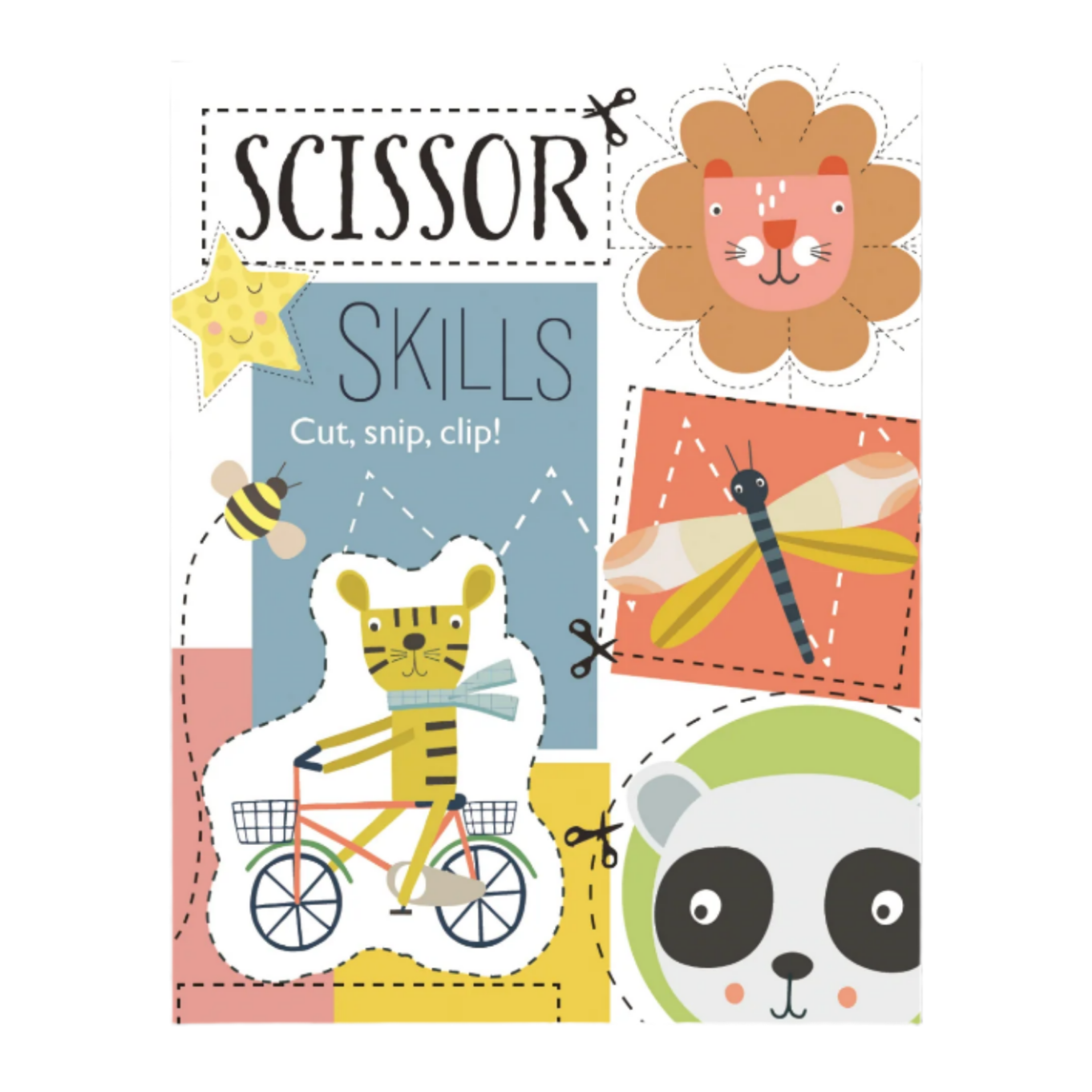 Children's book titled 'Scissor Skills' with animal illustrations on a white background