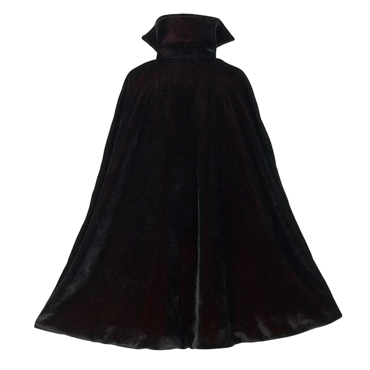 Black velvet cape on a white background .