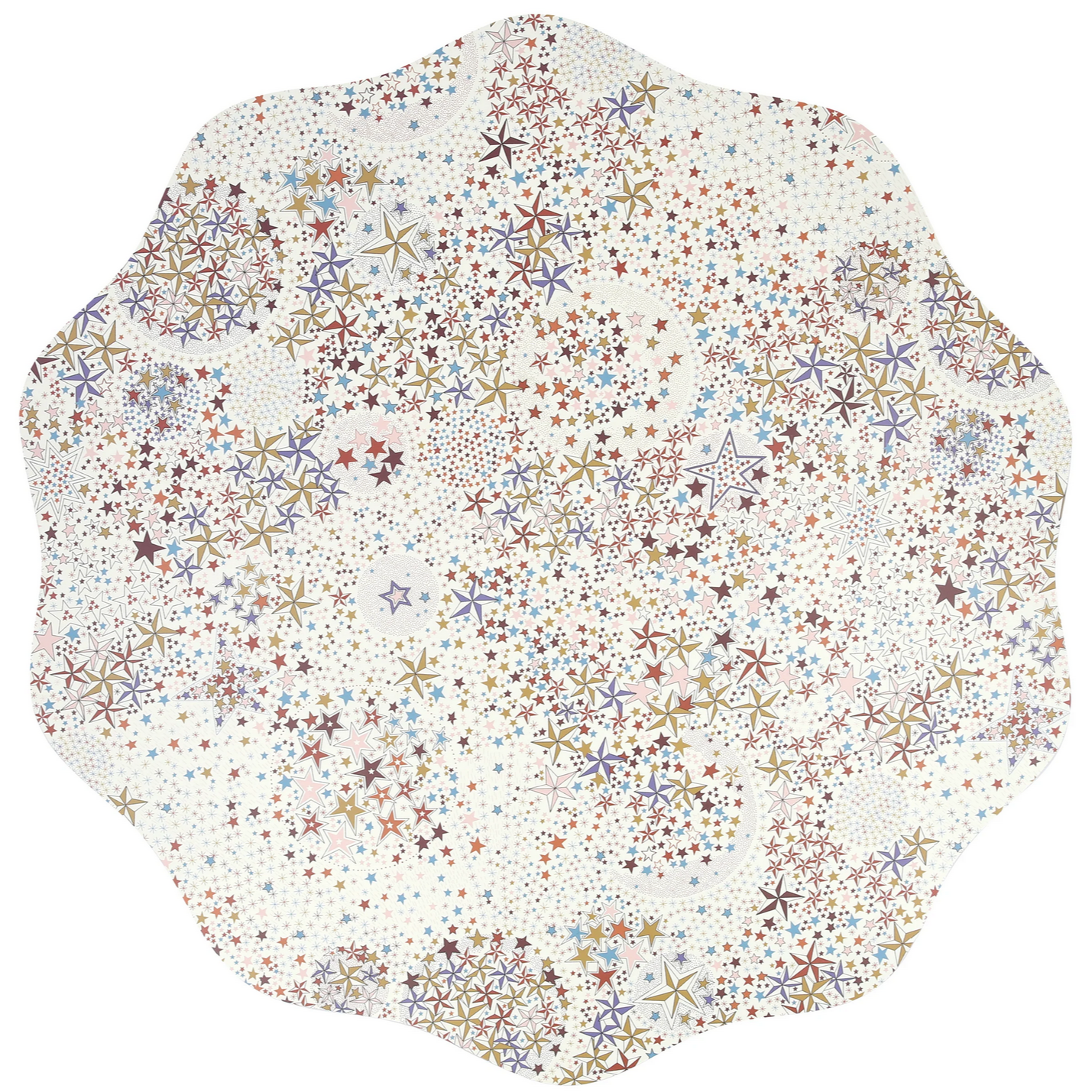 Round placemat with star pattern on a white background