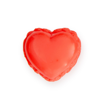 Red heart-shaped lip gloss on a white background