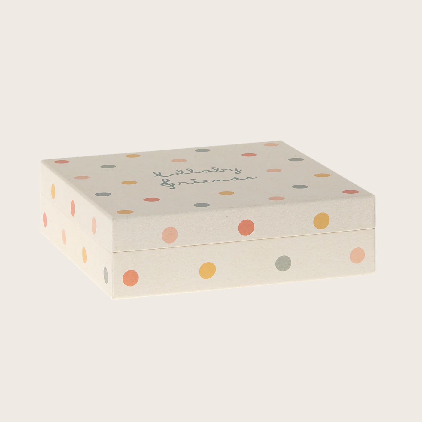 Polka dot box on a website page with product details and navigation menu.