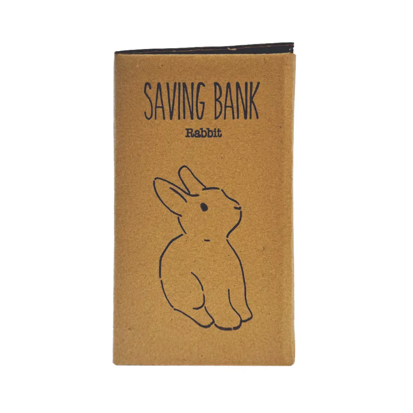 Brown saving bank with rabbit illustration on a white background