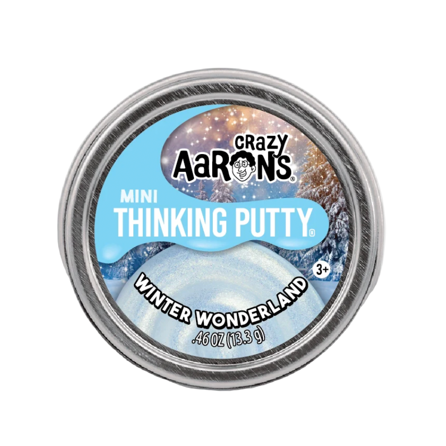 Crazy Aaron's Thinking Putty container with 'Winter Wonderland' label