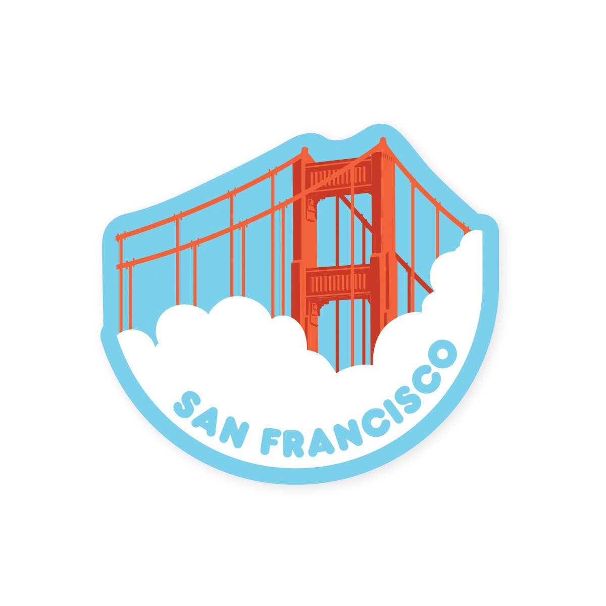 Sticker with the Golden Gate Bridge and 'San Francisco' text on a white background