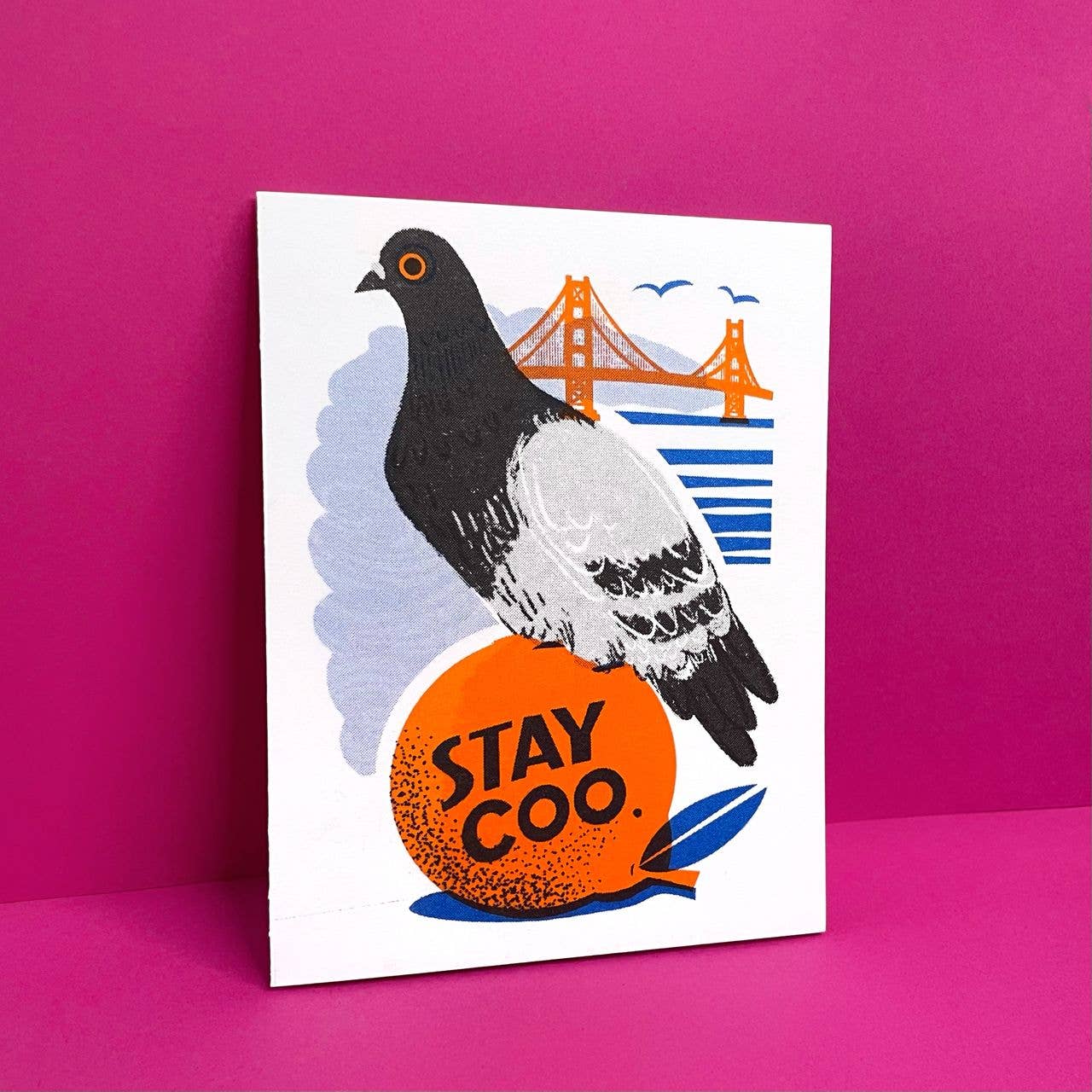 Stay coo. San Francisco -  Risograph Pigeon Card