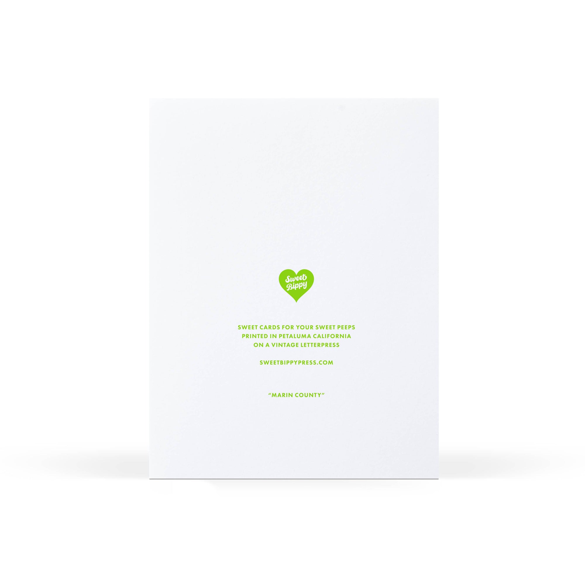 White card with green text and logo on a white background