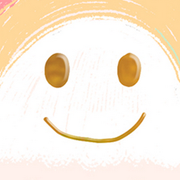 Simple smiley face with a yellow smile on a white background