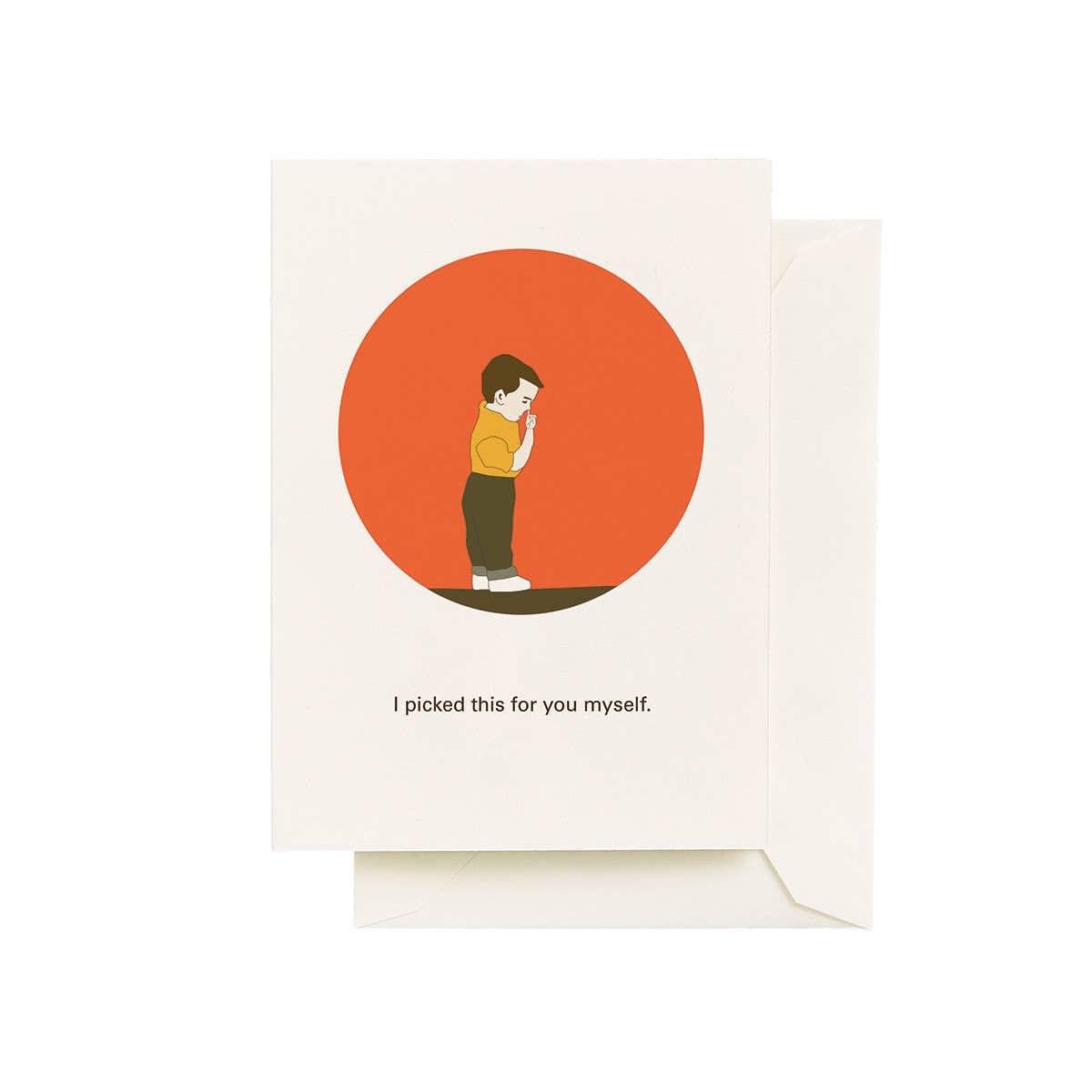 Greeting card with illustration of a person and text on a white background