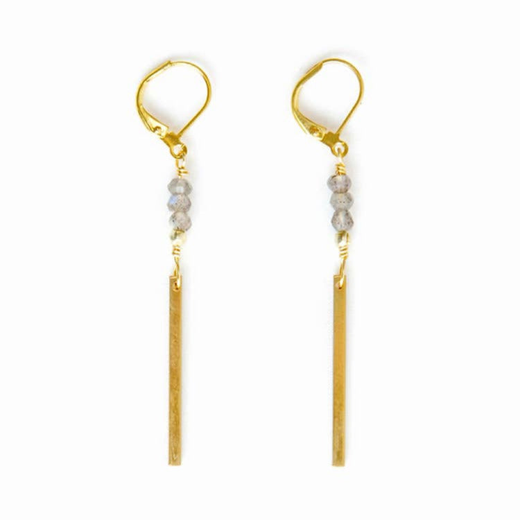 Labradorite and Bar Earring