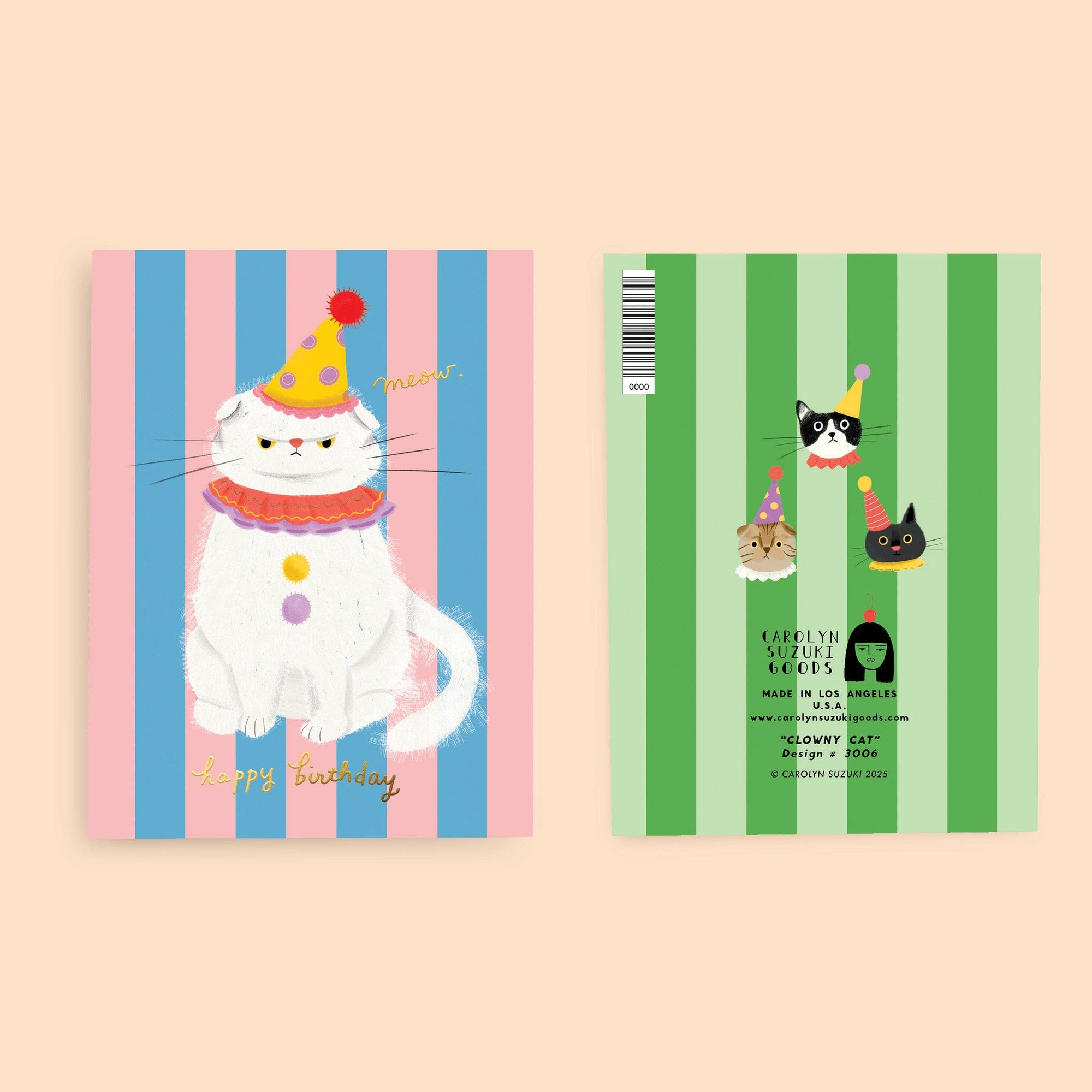 Clowny Cat- Birthday Card