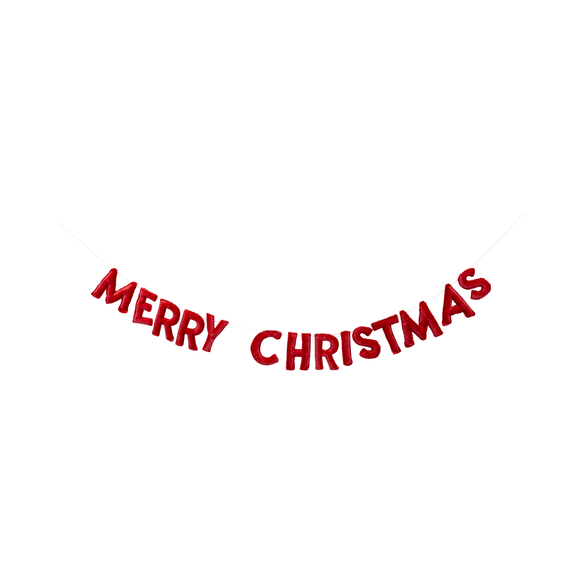 Red 'Merry Christmas' text on a white background