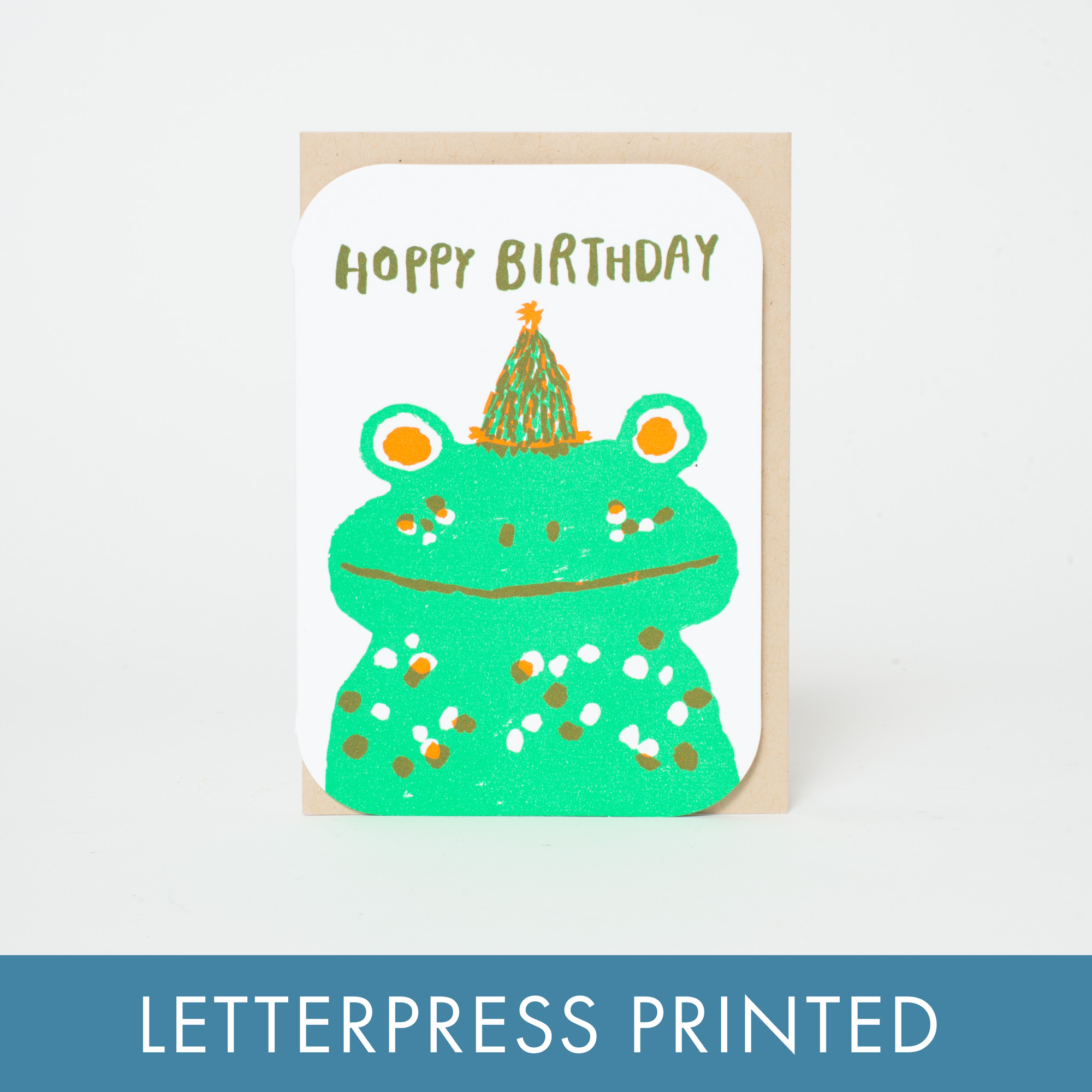 Hoppy Birthday Frog Letterpress Card