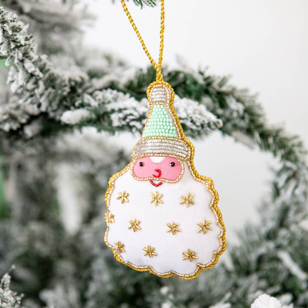 Cotton Candy Santa Ornament