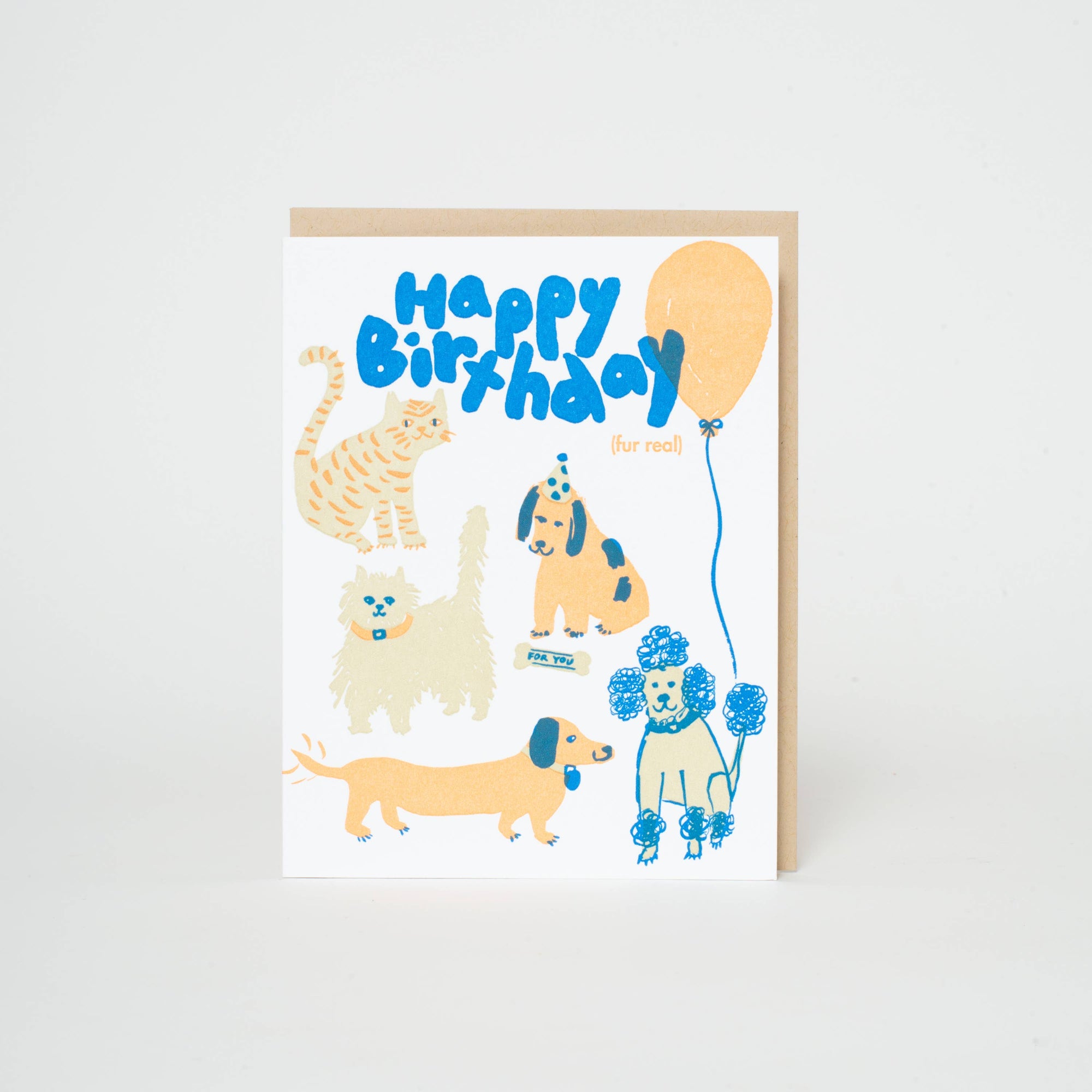 Birthday Dog & Cat Party Letterpress Card