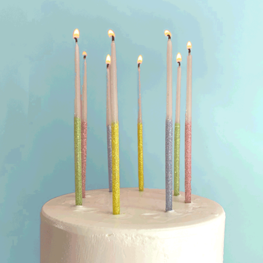 Glitter Wish Candles Beeswax Pastel - 6”