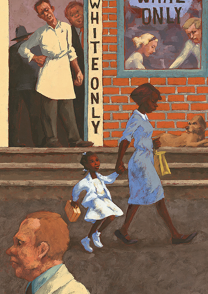 little black girl walking with mom past "white only" establishment