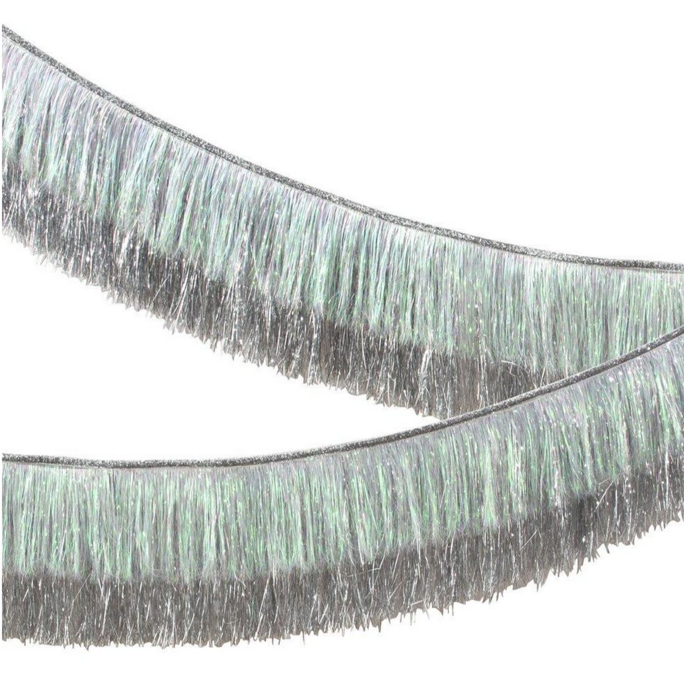 Silver Iridescent Tinsel Fringe Garland