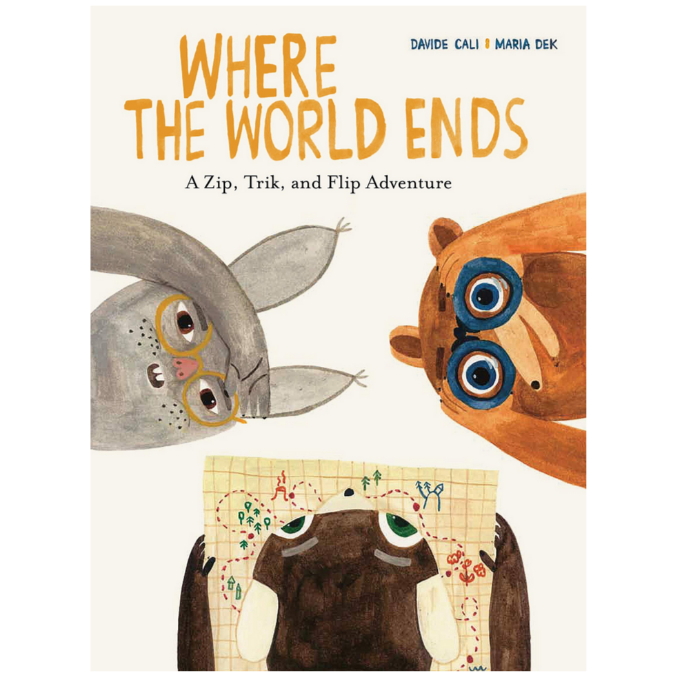 book cover with animals and map