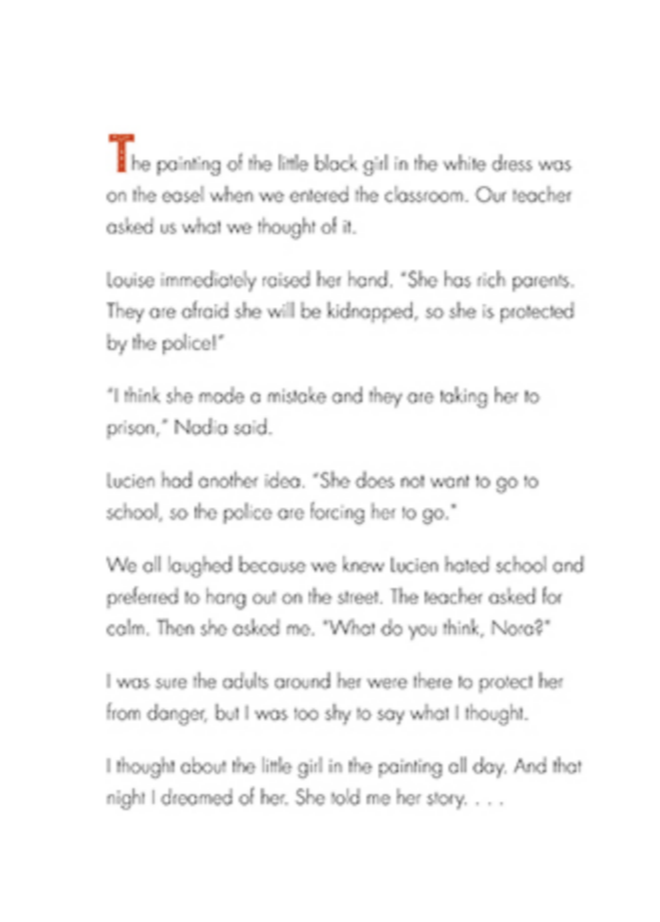 words explaining what a child's thoughts were to seeing famous painting in classroom