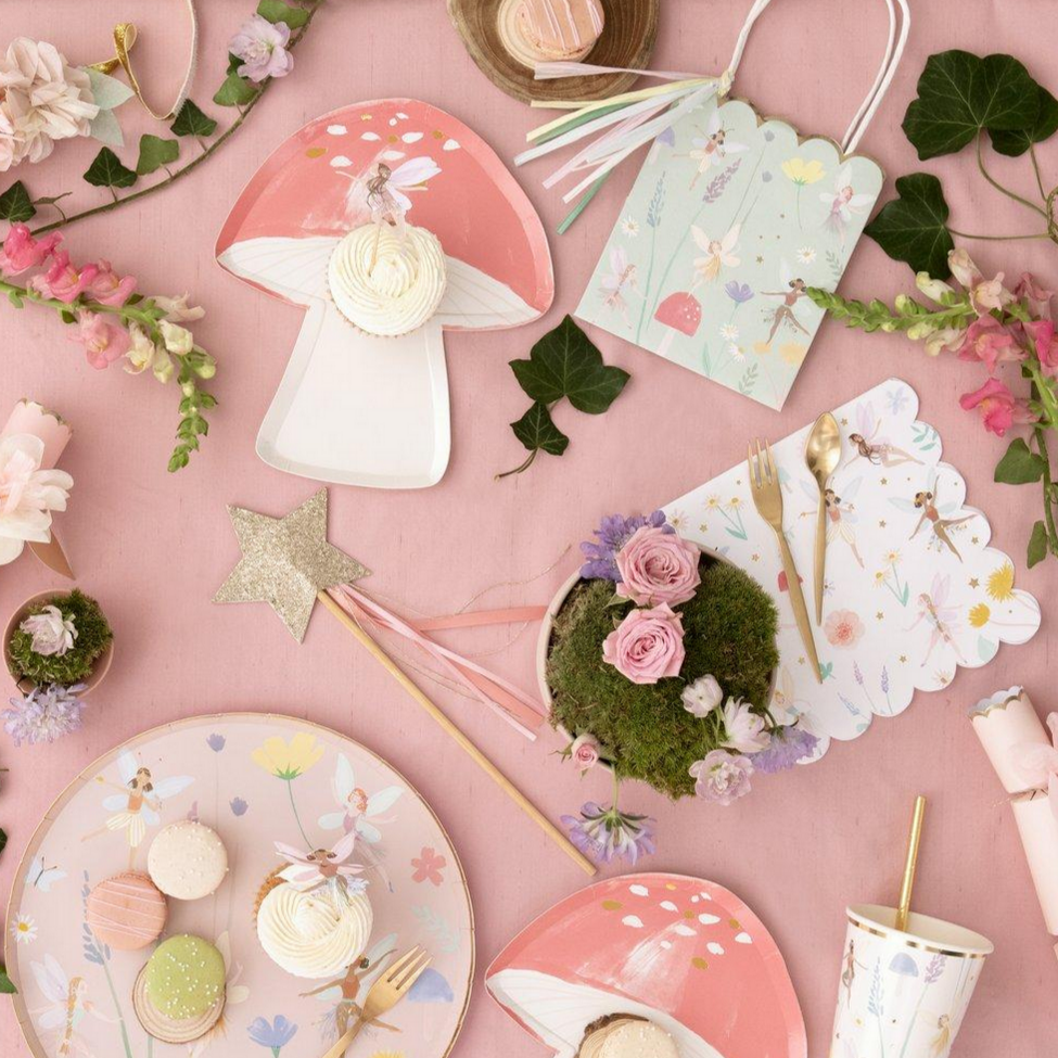 flatlay of table with party favors