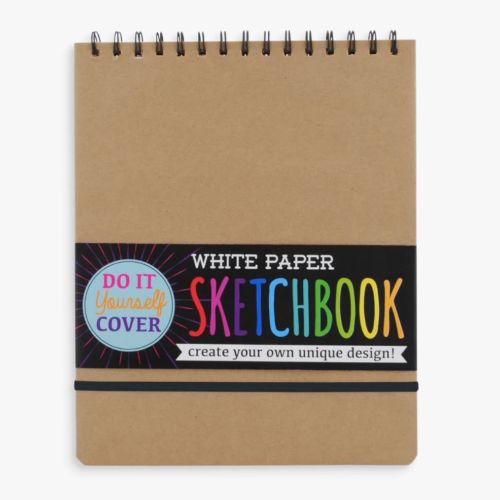 closeup of sketchbook brown cover with black spiral