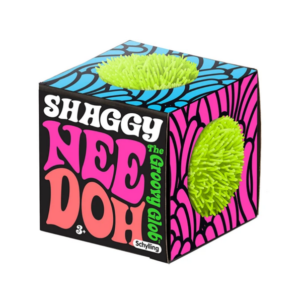 green shaggy nee doh ball in box