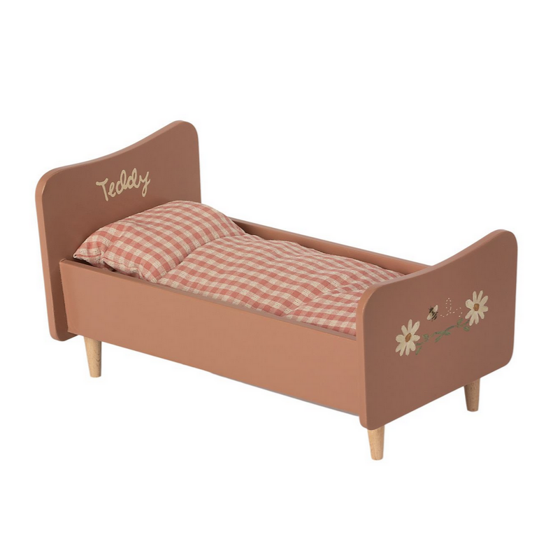 Wooden Bed, Teddy Mom - Rose