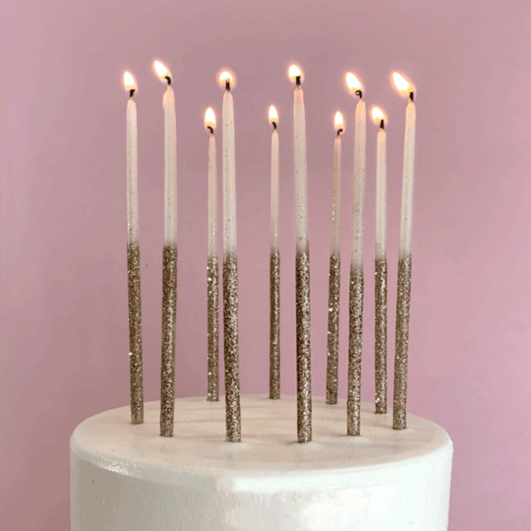 Glitter Wish Candles Beeswax Gold - 6”