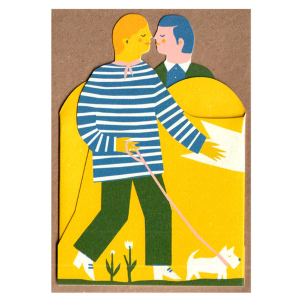 Two Men Concertina Heart Card -Louise Lockhart
