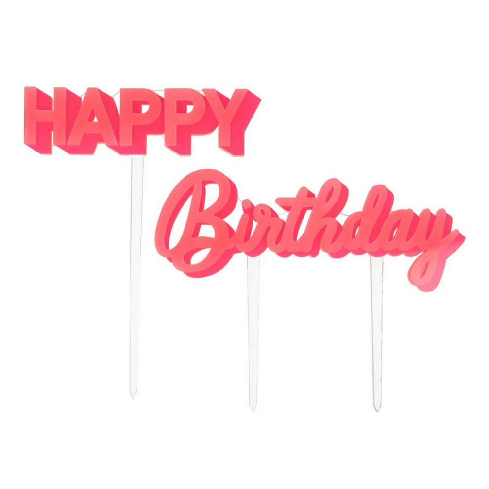 Happy Birthday Pink Acrylic Toppers