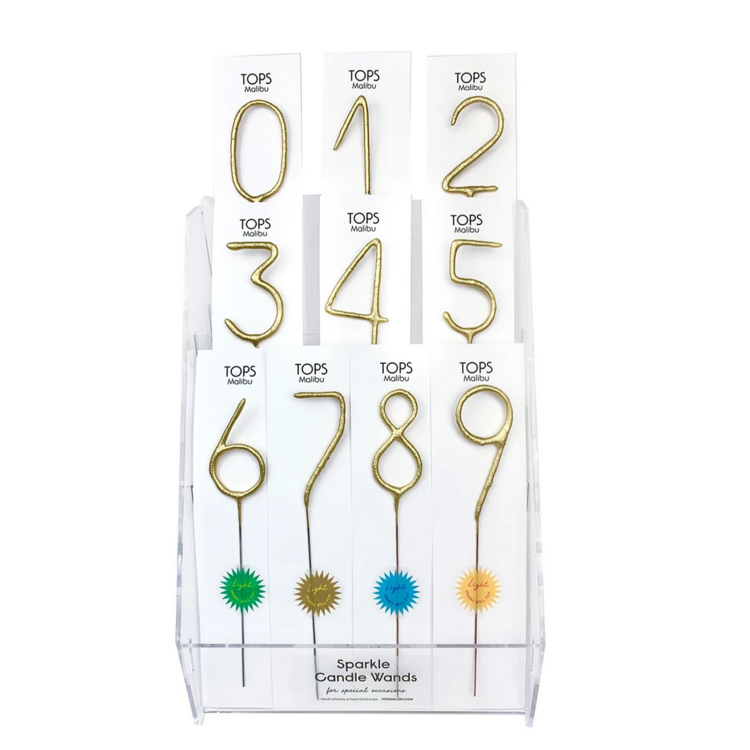 number 0-9 sparklers in stand