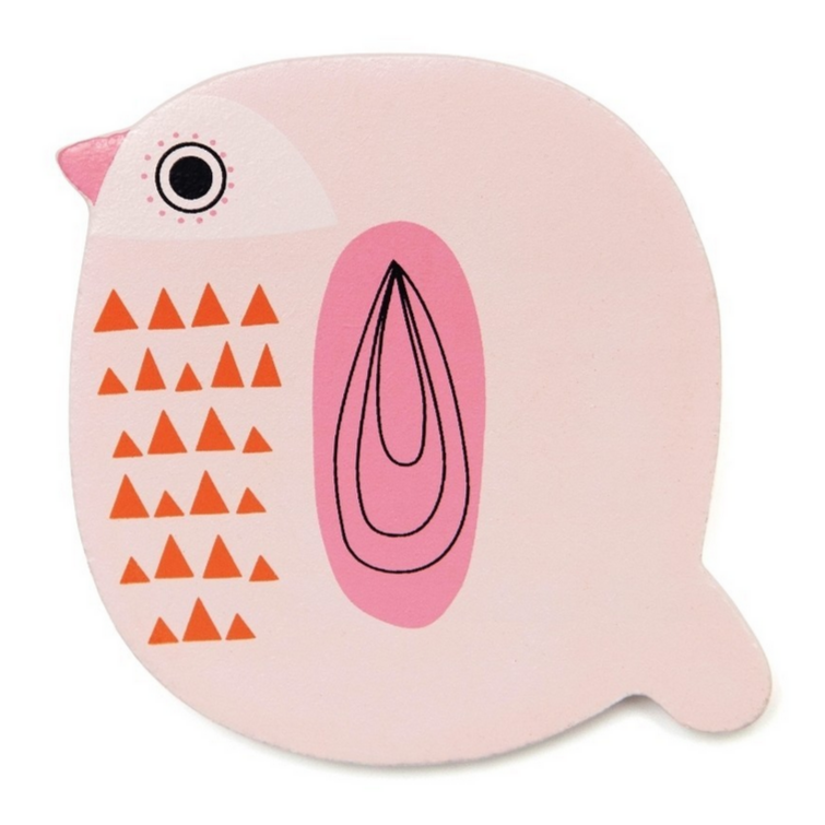 It is the letter Q. It is a thin piece of wood, light pink and looks like a quail. By Suzy Ultman