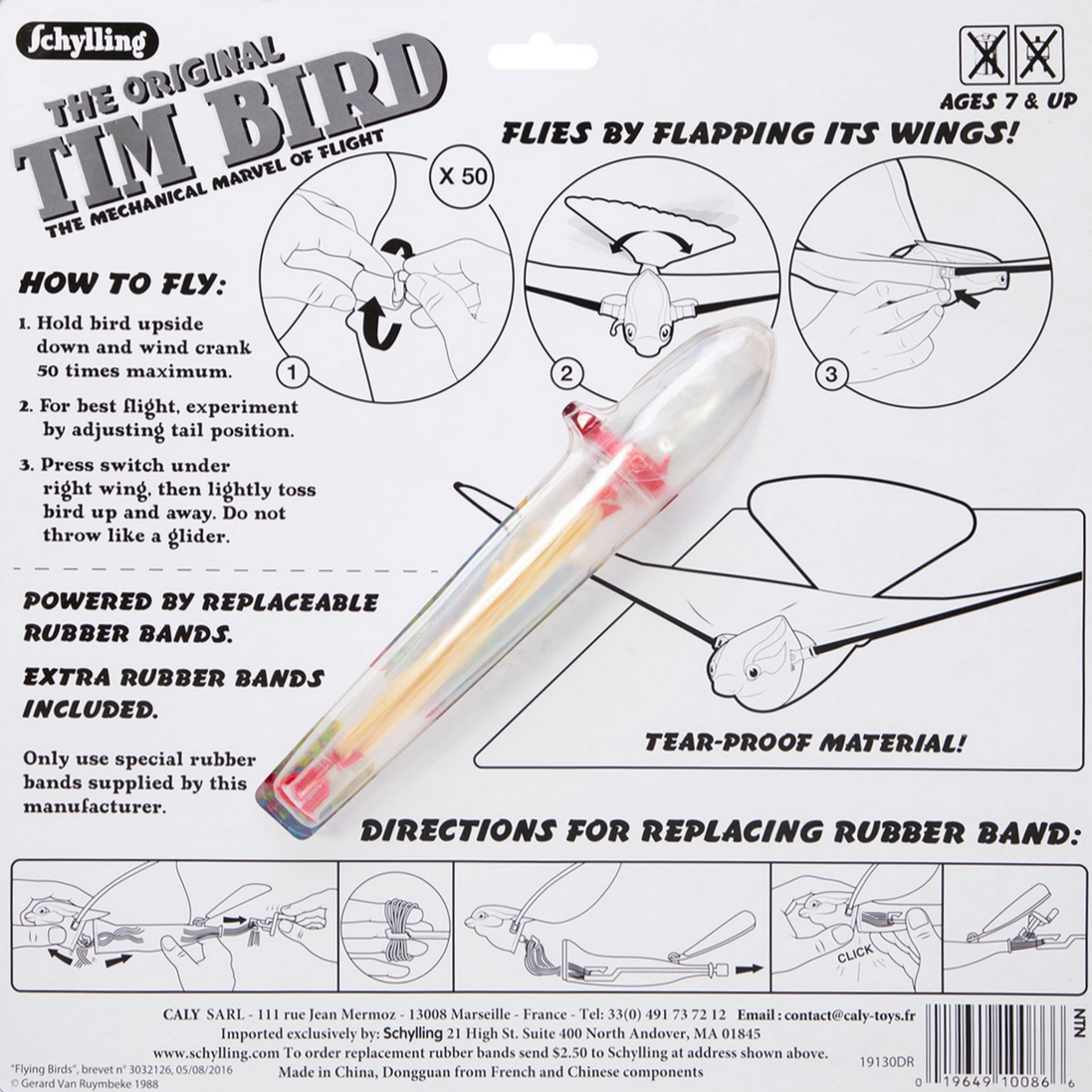 back of packaging with instructions to swirl tail x50 to make fly