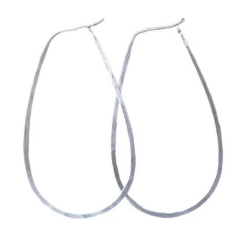 large silver hammered hoops